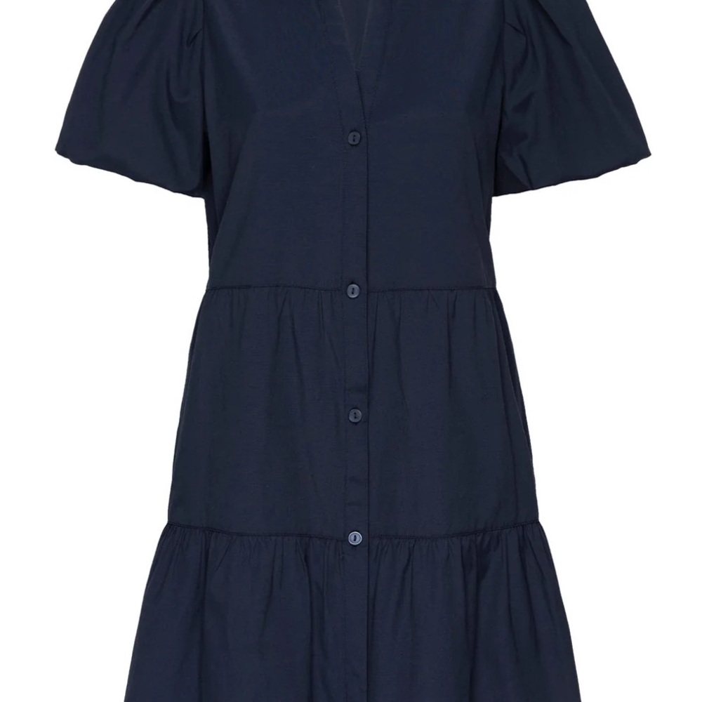 Brochu Walker The Havana Mini Dress Navy women’s size medium puff sleeve - Picture 2 of 8
